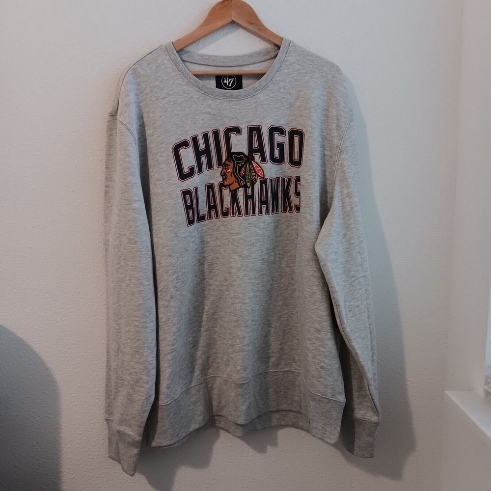 Forty Seven 47 Brand Sweater Men Size XXL Gray New Chicago Blackhawks
